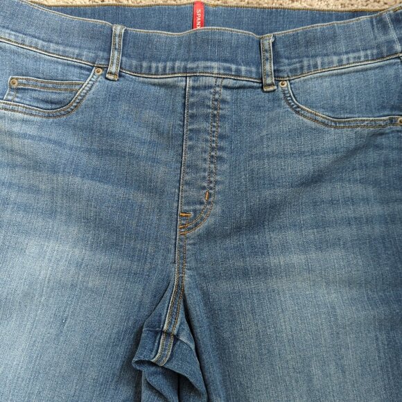 Spanx Jeans Women's Extra Large Blue Denim Pull On Straight Leg Stretch -lp - Picture 3 of 15